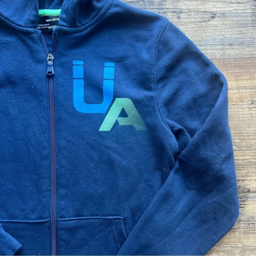 Under Armour Cold Gear Boys Hoodie Loose Full Zip Blue UA Logo Size Large